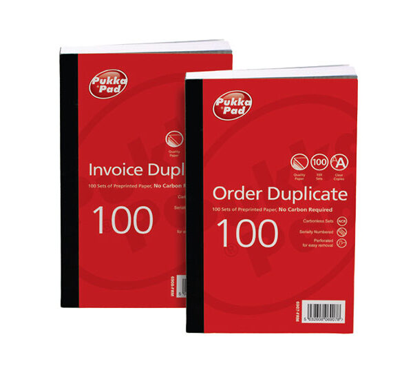 ValueX 210x130mm Duplicate Invoice Book Carbonless 1-100 Taped Cloth Binding 100 Sets (Pack 5) - 6908-FRM