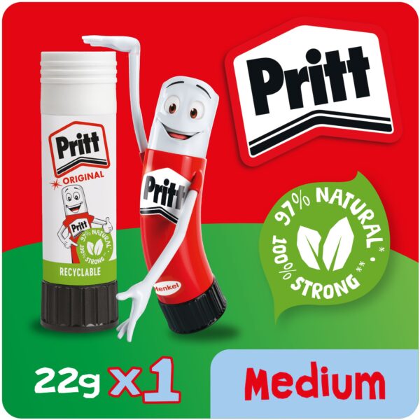 Pritt Original Glue Stick Sustainable Long Lasting Strong Adhesive Solvent Free Retail Hanging Card Value Pack 22g (Pack 12) - 1456074