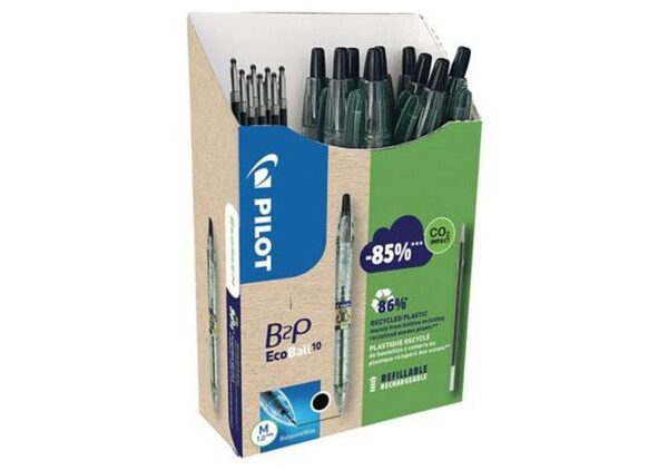 Pilot Ecoball Retractable Ballpoint Medium 1.0mm Black Greenpack (Pack 10 + 10 Refills) 3131910586562