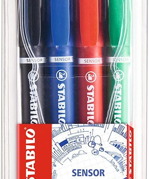 STABILO SENSOR Fineliner Pen 0.3mm Line Black/Blue/Red/Green (Wallet 4) 189/4