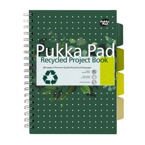 Pukka Pad Recycled Project Book B5 Wirebound 200 Pages Recycled Card Cover (Pack 3) 6052-REC