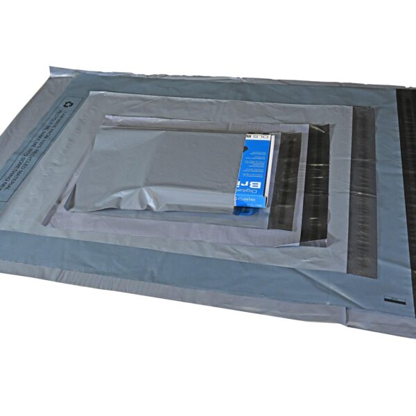 LSM Recycled Grey Polymailers 230 x 310mm +40mm Lip (Pack 1000) - PMG05