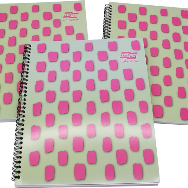 Europa Splash A4+ Notepad  Wirebound 160 Pages 80gsm FSC Ruled With Margin Punched 4 Holes Pink (Pack 3) - EU1503Z