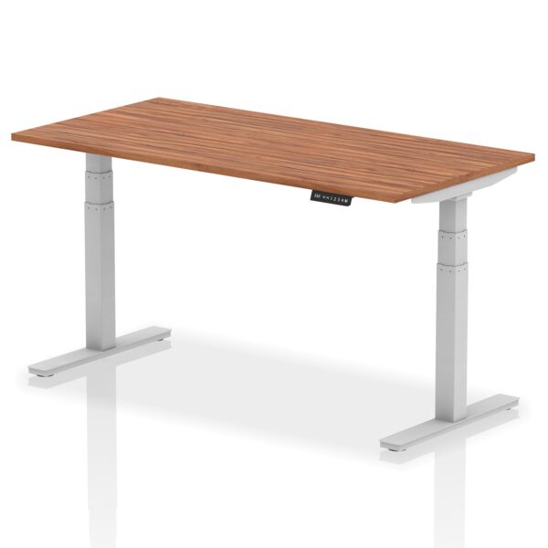 Dynamic Air 1600 x 800mm Height Adjustable Desk Walnut Top Silver Leg HA01007