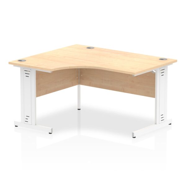 Dynamic Impulse 1400mm Left Hand Crescent Desk Maple Top White Cable Managed Leg I003856