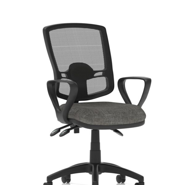 Eclipse Plus III Deluxe Medium Mesh Back Task Operator Office Chair Charcoal Seat With Loop Arms - KC0406