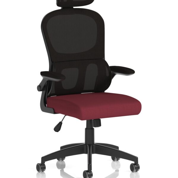 Iris Mesh Back Task Operator Office Chair Bespoke Gnseng Chilli Fabric Seat With Headrest - KCUP2037