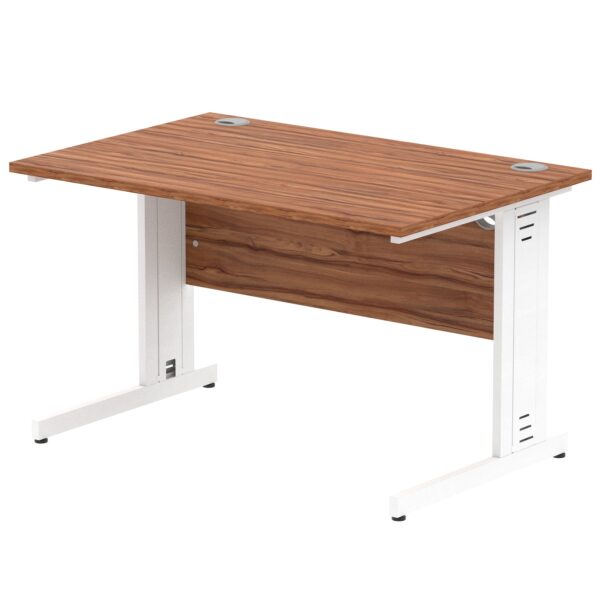 Impulse 1200 x 800mm Straight Desk Walnut Top White Cable Managed Leg MI001995