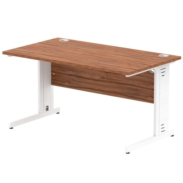 Impulse 1400 x 800mm Straight Desk Walnut Top White Cable Managed Leg MI001996