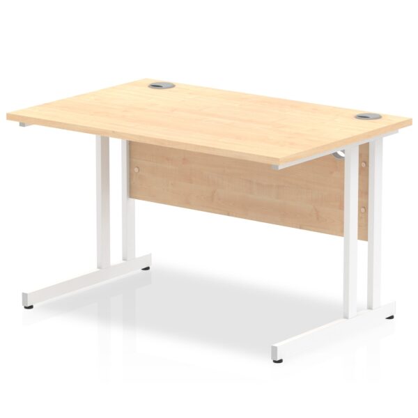 Impulse 1200 x 800mm Straight Desk Maple Top White Cantilever Leg MI002417