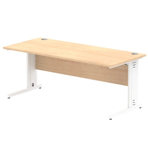 Impulse 1800 x 800mm Straight Desk Maple Top White Cable Managed Leg MI002500