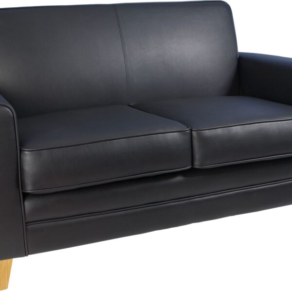 Newport 2 Seater Leather Faced Reception Sofa Black - N3562