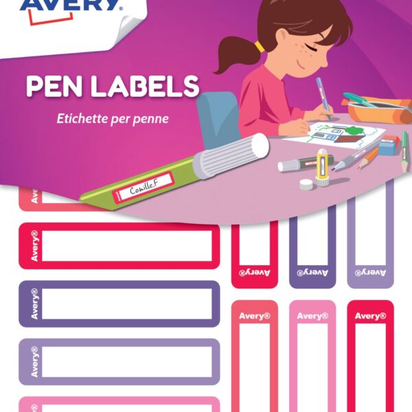 Avery Stationery Pen Labels 50mm x 10mm Pink And Purple (Pack 30) - RESMI30F.UK
