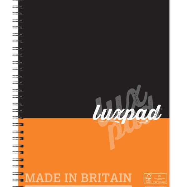 Silvine Luxpad FSC A4 Wirebound Card Cover Notebook Ruled 160 Pages Black/Orange (Pack 6) - TWPA4
