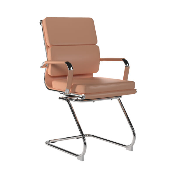Bonded Leather Medium Back Visitor Armchair with Individual Back Cushions and Chrome Arms & Base