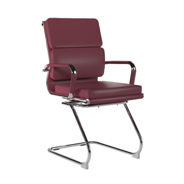 Bonded Leather Medium Back Visitor Armchair with Individual Back Cushions and Chrome Arms & Base