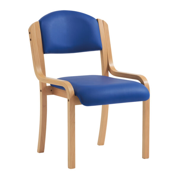 Beech Framed Stackable Side Chair with Vinyl Upholstered and Padded Seat and Backrest