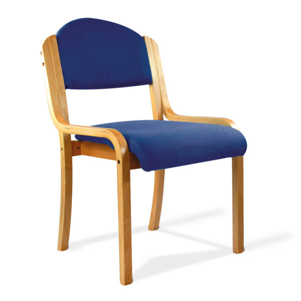 Beech Framed Stackable Side Chair with Upholstered and Padded Seat and Backrest - Blue