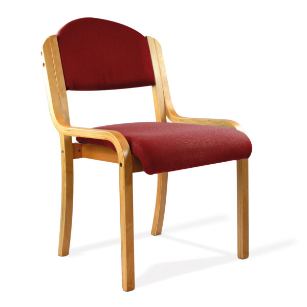 Beech Framed Stackable Side Chair with Upholstered and Padded Seat and Backrest - Wine