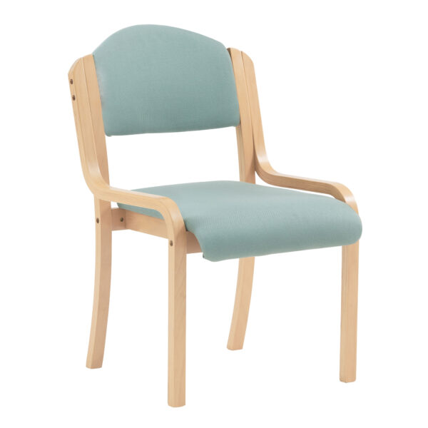 Beech Framed Stackable Side Chair with Upholstered and Padded Seat and Backrest - Aqua
