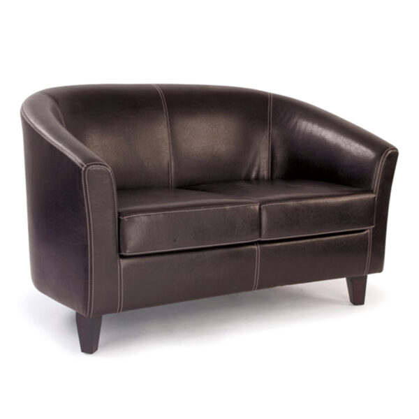 Medium Back Tub Style Armchair Upholstered in a durable Leather Effect Finish - Brown