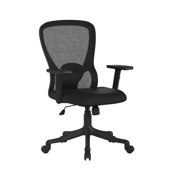 High Back Mesh Chair with Height Adjustable Arms, Adjustable Lumbar Support & Tilt and Lock Function - Black