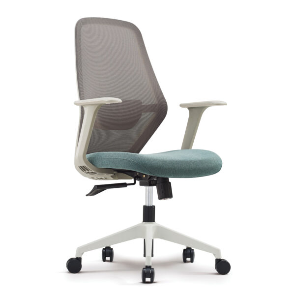High Back Mesh Chair with Two Tone Design, Moulded Foam Seat Cushion for 10 Hour Usage Time and Back Tilt Mechanism - Grey/Teal
