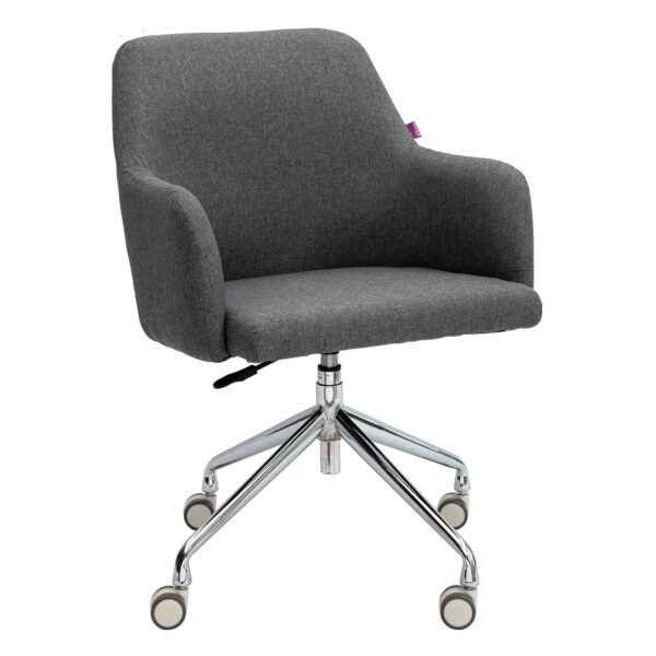 Stylish Fabric Medium Back Armchair with Both Castor & Glide Options Included - Grey