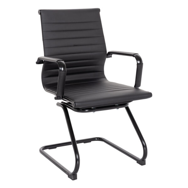 Contemporary Medium Back Bonded Leather visitor Chair with Chrome Frame