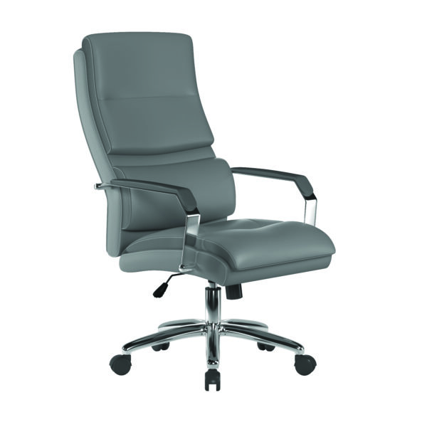 Leather Effect Managers Chair with Mesh Armrests, Padded Lumbar Support & Headrest