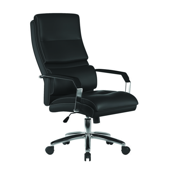 Leather Effect Managers Chair with Mesh Armrests, Padded Lumbar Support & Headrest