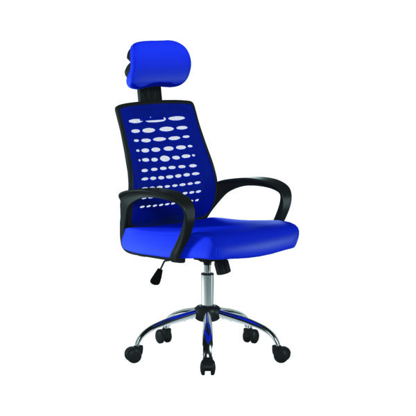 High Back Mesh Chair with Height Adjustable Headrest & Fixed Sturdy Arms