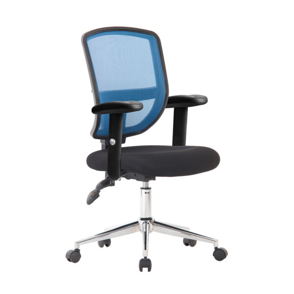 High Back Two Tone Designer Mesh Operator Chair with Sculptured Lumbar, Spine Support and Height Adjustable Arms