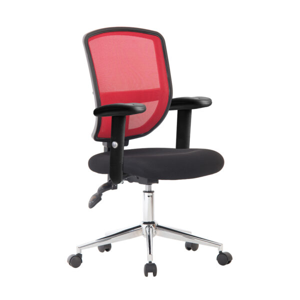 High Back Two Tone Designer Mesh Operator Chair with Sculptured Lumbar, Spine Support and Height Adjustable Arms