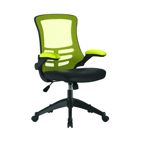 Designer Two Tone High Back Mesh Chair with Folding Arms