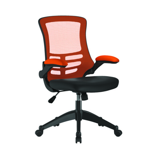 Designer Two Tone High Back Mesh Chair with Folding Arms