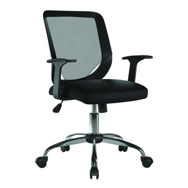Mesh Back Task Operator Armchair with Chrome Base - Black
