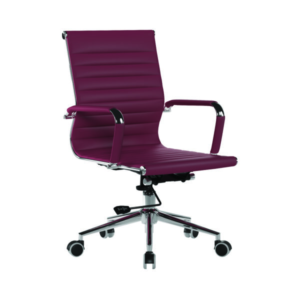 Contemporary Medium Back Bonded Leather Executive Armchair with Chrome Base