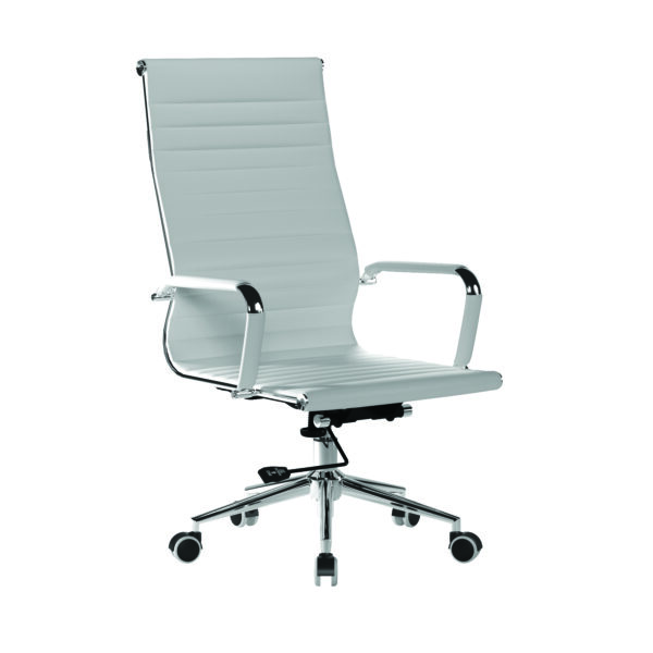 Contemporary High Back Bonded Leather Executive Armchair with Chrome Base