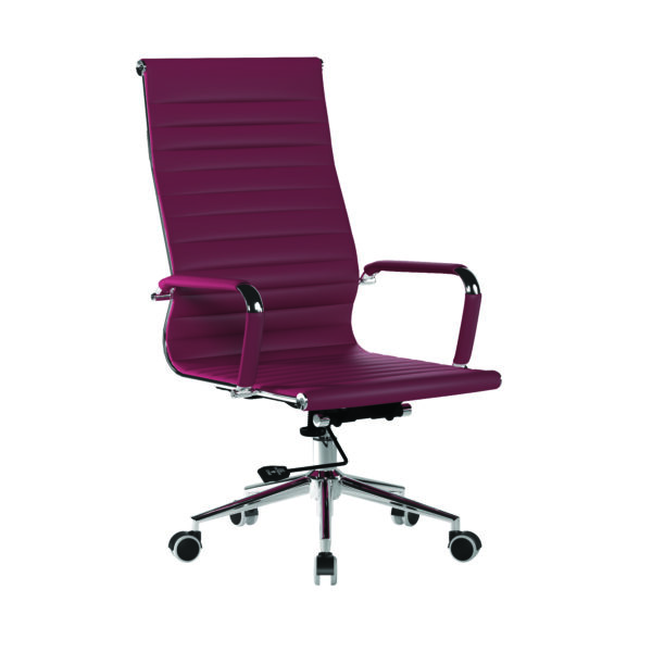 Contemporary High Back Bonded Leather Executive Armchair with Chrome Base