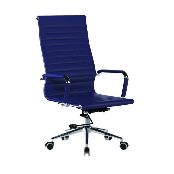 Contemporary High Back Bonded Leather Executive Armchair with Chrome Base