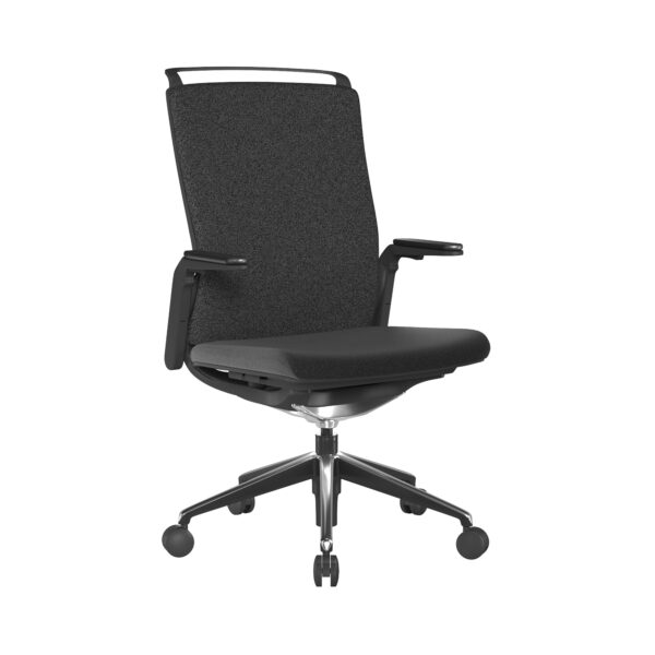 High Back Fabric Manager Chair with Seat Slide, Sleek Seat & Back, Built-in Levers and Nylon Base with Silver Detail