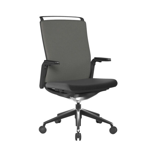 High Back Fabric Manager Chair with Seat Slide, Sleek Seat & Back, Built-in Levers and Nylon Base with Silver Detail