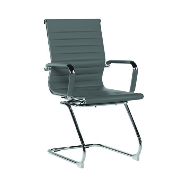 Contemporary Medium Back Bonded Leather visitor Chair with Chrome Frame