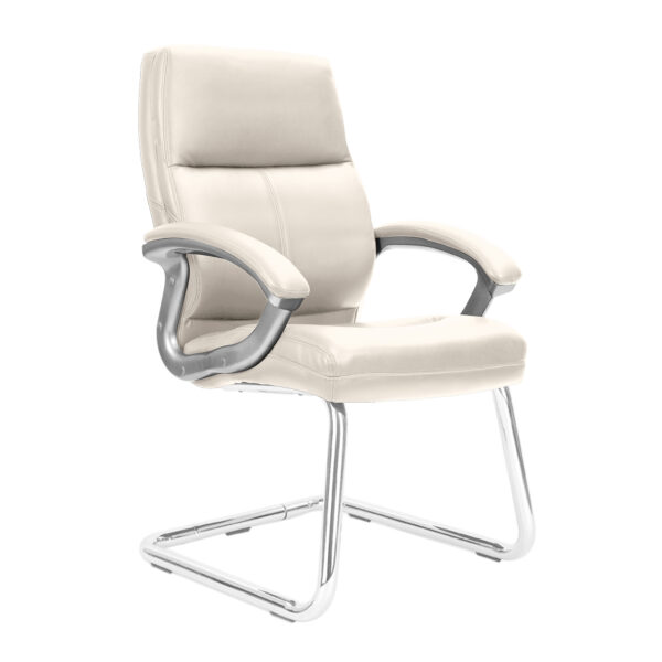 High Back Leather Effect Executive Visitor Armchair with Contoured Design Backrest and Chrome Base