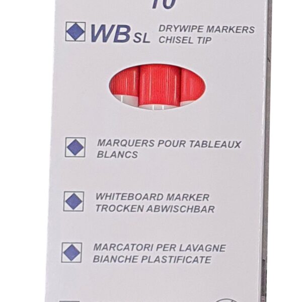 Drywipe Chisel Tip Marker Red (10)