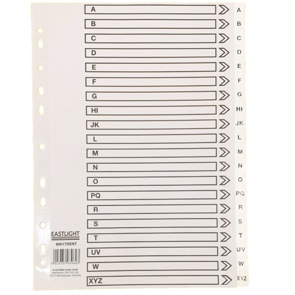 A4 Polypropylene A-Z Indexed Dividers