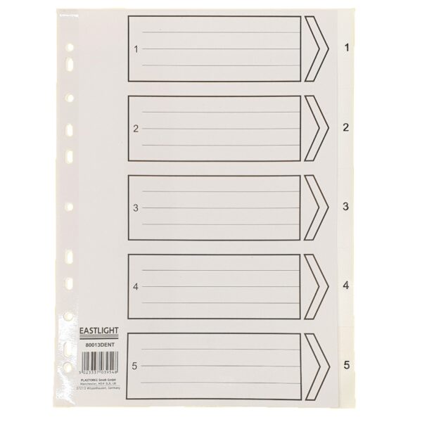A4 Polypropylene 1-5 Indexed Dividers