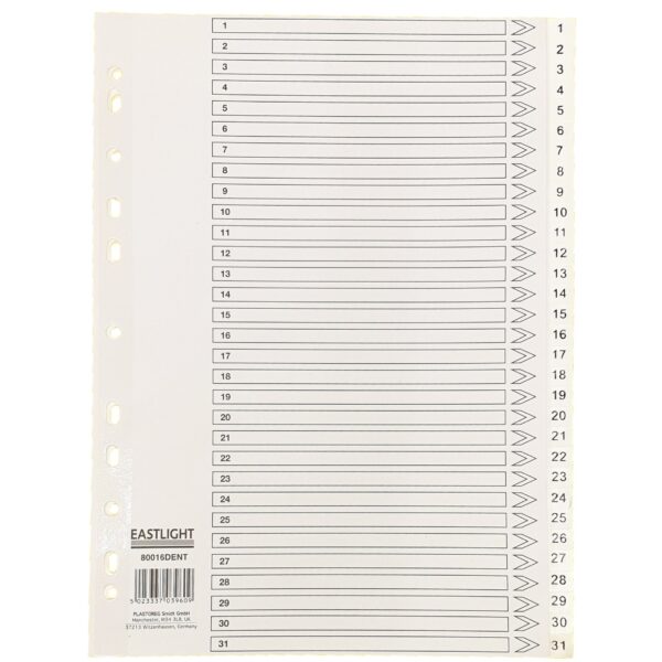 A4 Polypropylene 1-31 Indexed Dividers