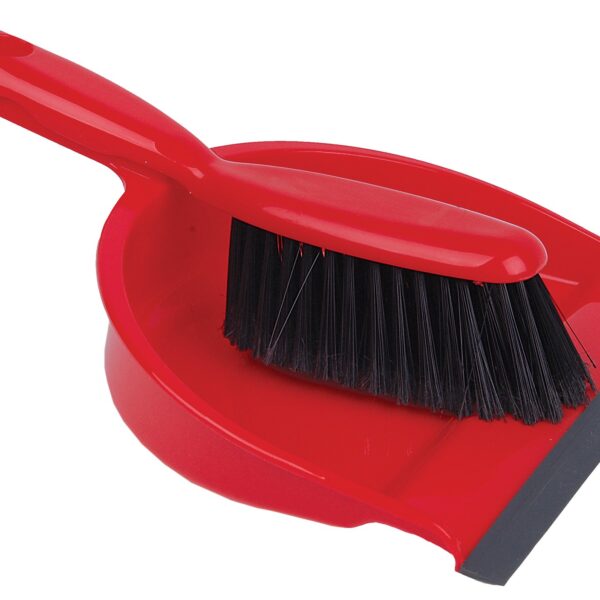 Dustpan and Brush Set Soft Bristle Red